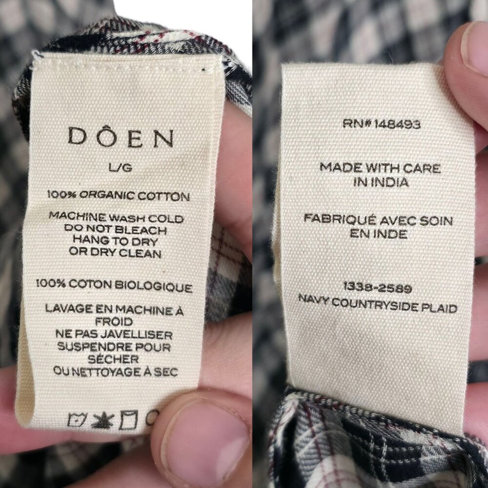 Doen Gwyneira Navy Countryside Plaid Ruffle‎ Cotton Midi Dress Size L - Picture 8 of 9